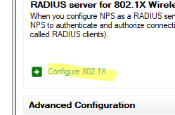 Запуск мастера Configure 802.1X в NPS
