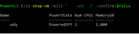 powercli stop-vm kill перезапуск виртуальной машины