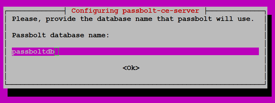 Создание базы данных passboltdb для Passbolt