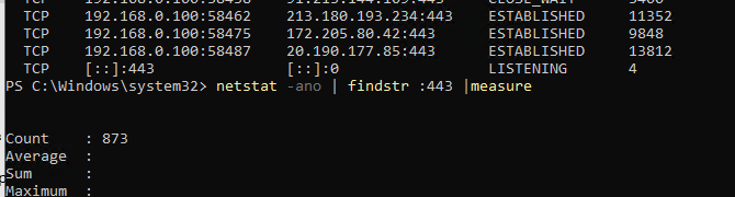 netstat - количество подключений к сайту