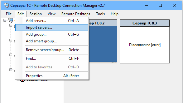Import servers