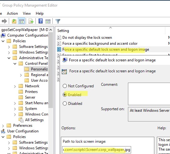 GPO - изменить фоновую картинику на экране входа в Windows