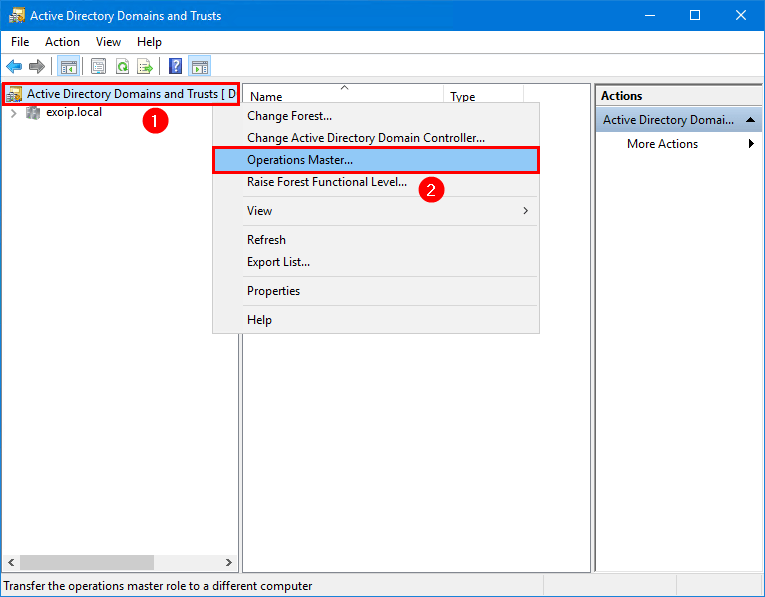 Operations Master в Active Directory Domains and Trusts