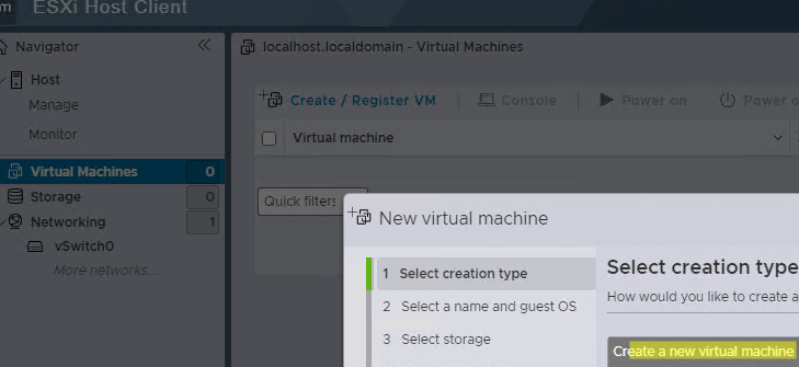 создать виртуальную машину vmware esxi