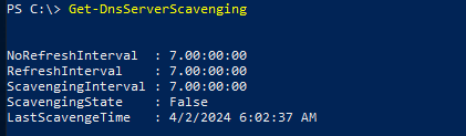 Get-DnsServerScavenging