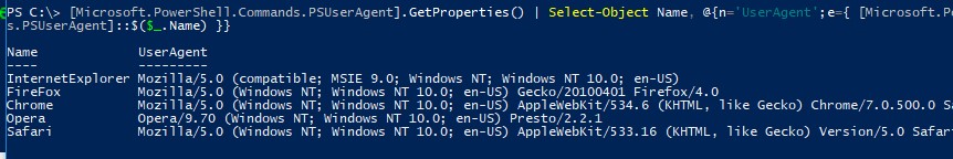powershell изменить useragent в запросе