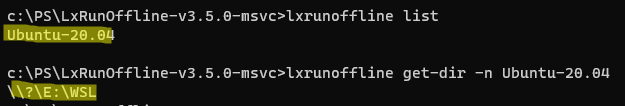 утилита lxrunoffline для переноса файлов WSL