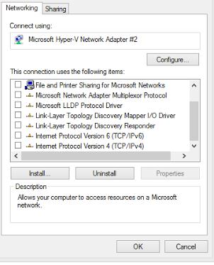 windows отключаем все протоколы и службу на сетевом подключении
