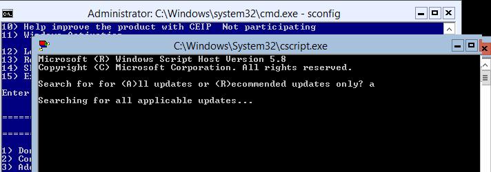 поиск обновлений на windows server 2012