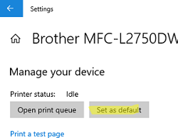 Назначить принтер по -умолчанию в Windows