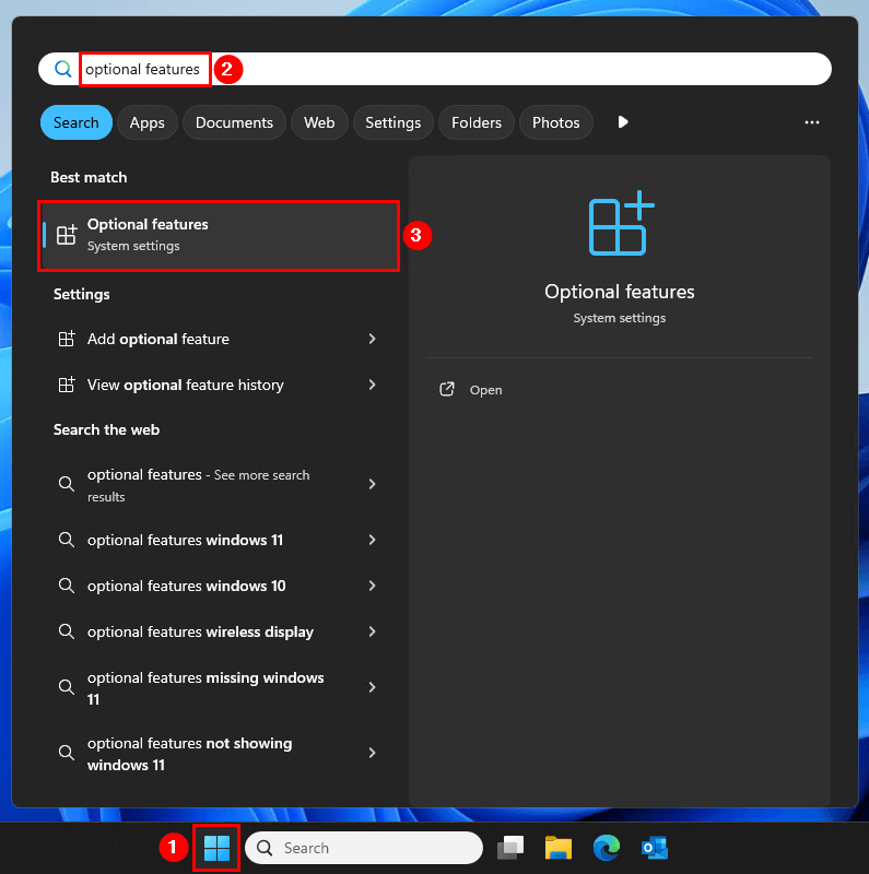 Поиск дополнительных функций для установки RSAT в Windows 11