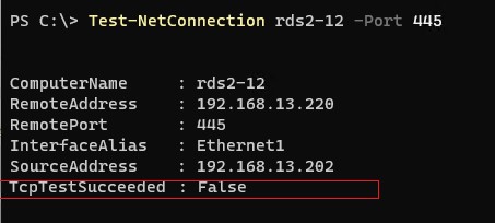 проверить доступность 445 TCP порта SMB для доступа к общим папкам