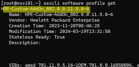 esxcli узнать текущий профиль образа esxi