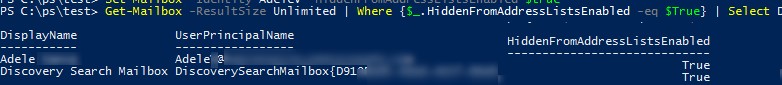 скрыть пользователя из глобального списка адресов exchange с помощью powershell