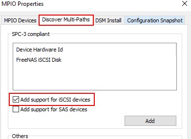 mpio windows server - включить поддержку iscsi