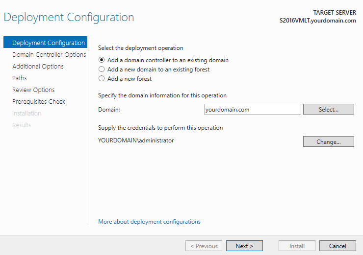 Add a domain controller to an existing domain