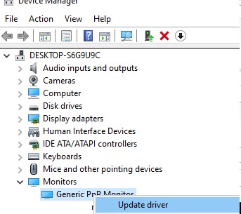 device manager - обновить драйвер монитора