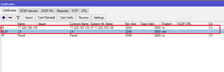 Экспорт сертификата MikroTik RouterOS