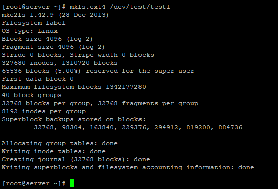 файловая система на LVM томе mkfs.ext4