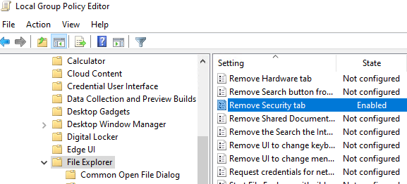 Скрыть вкладку безопасность в Windows с помощью параметра групповой политики Remove Security Tab 