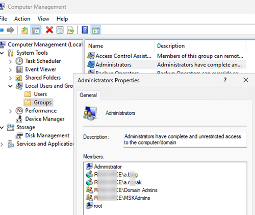 управление локальной группой Administrators в Windows