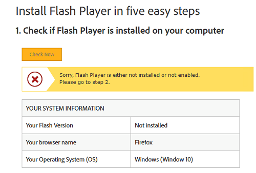 проверка наличия установленного flash player на компьютере