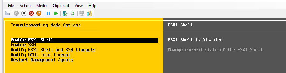 esxi включить shell