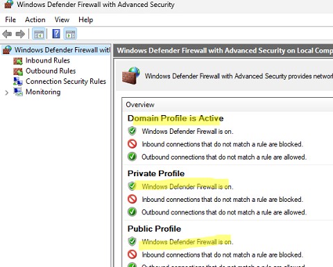 windows defender firewall включен в windows