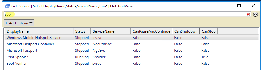 поиск по объектам в Out-GridView