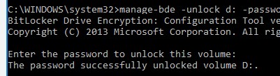 manage-bde разблокировать зашифрованный диск bitlocker