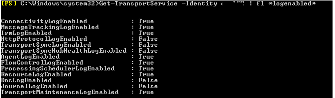 Get-TransportService - настройки логов и каталоги для хранения