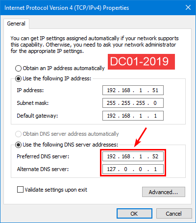 Настройка DNS на контроллере домена DC01-2019