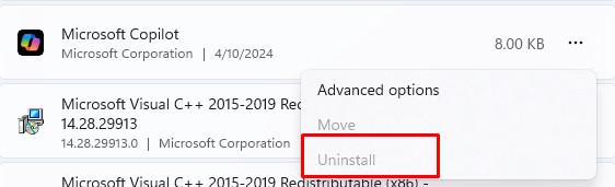 Недоступна кнопка удалить у встроенного приложеия Windows 11