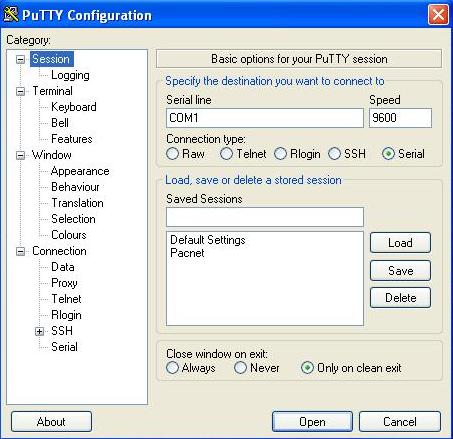 Putty как гипертерминал в Windows