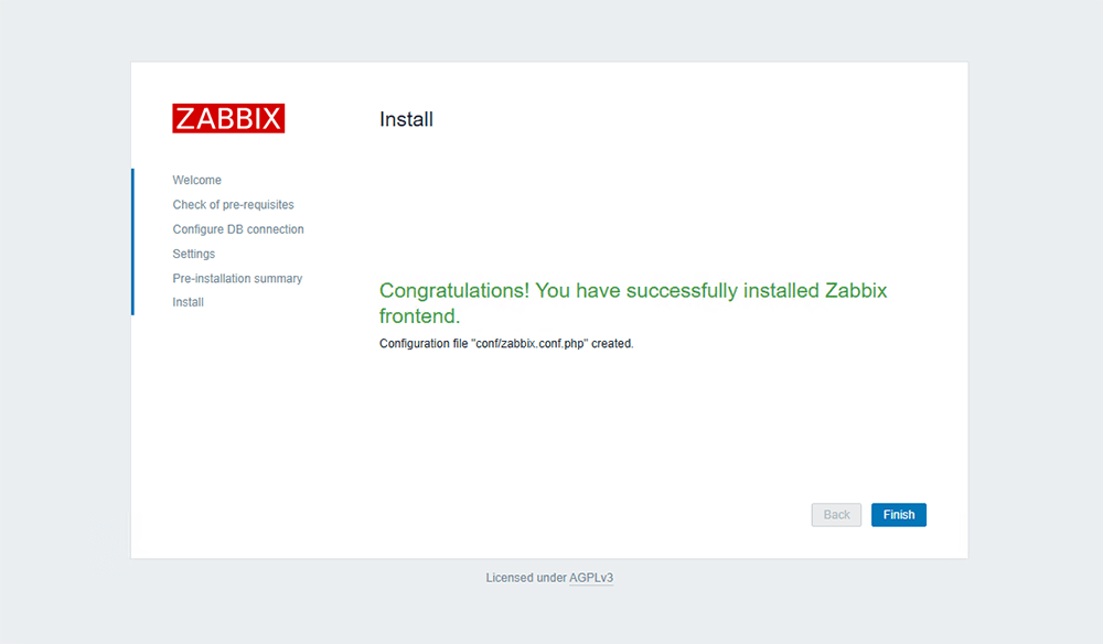 Завершение установки Zabbix 7