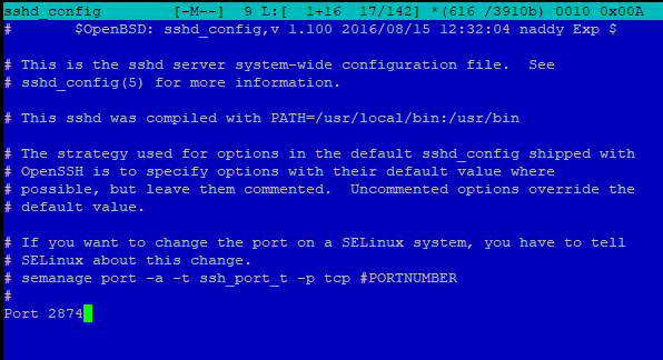 смена порта ssh в sshd_config 