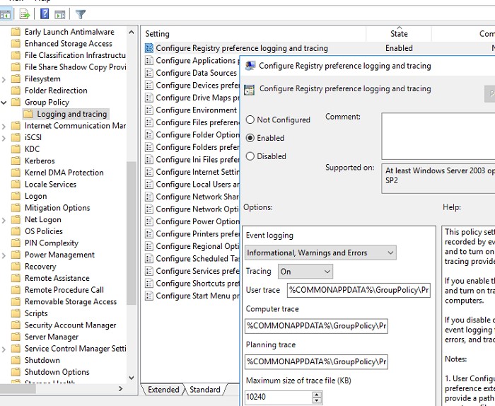 лог файлы для group policy preferences