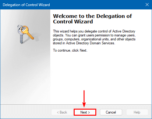 Delegation of Control Wizard в Active Directory