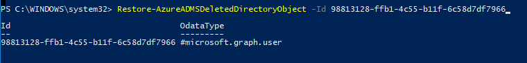 Restore-AzureADMSDeletedDirectoryObject