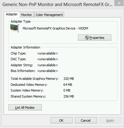 Видеокарточка Microsoft RemoteFX Graphics Device - WDDM.