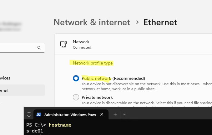 слетает тип сети на общедоступный в windows server