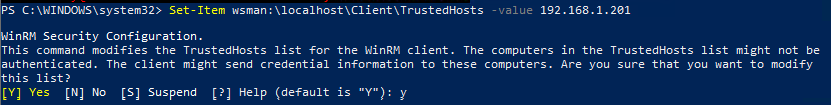 Set-Item wsman:\localhost\Client\TrustedHosts 
