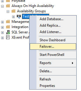 failover - смена активной копии SQL в always on