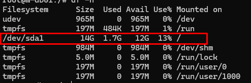 df -h - расширить корневой раздел в Linux