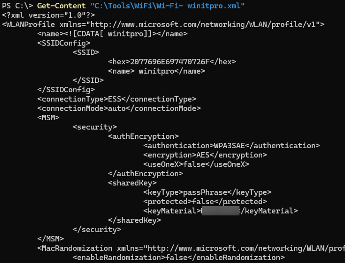 XML файл с настройками WLAN профиля