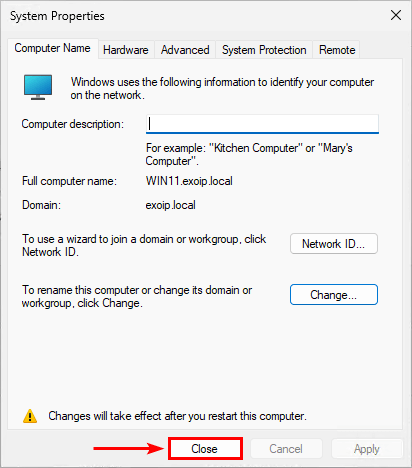 Предложение перезагрузить Windows 11 после присоединения к домену