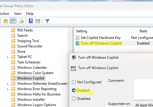 Групповая политика Turn off Windows Copilot