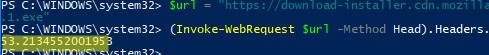 invoke-webrequest: получить размер файла перед его загрузкой