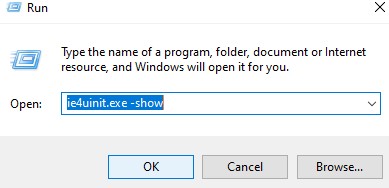 сброс кэша иконок windows 10 с помощью втсроенной утилиты ie4uinit.exe
