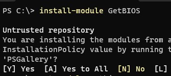 powershell установить модуль getBIOS